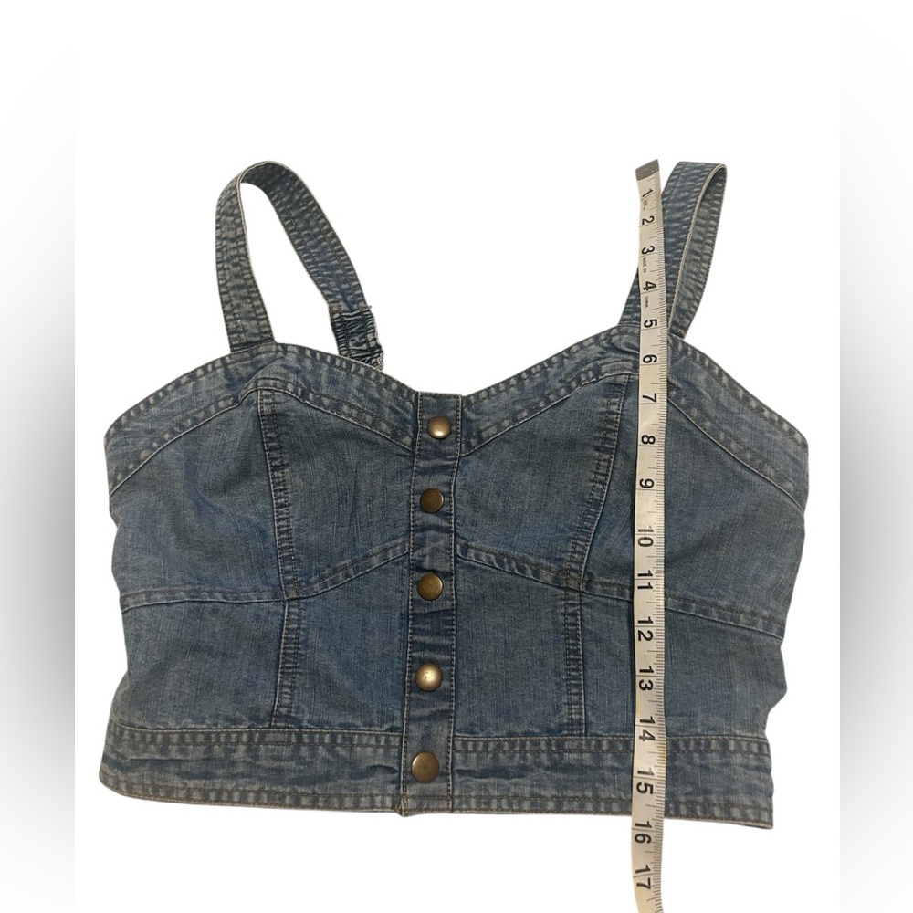 Japna Blue Jean Button Up Bustier tank top Shirt (NWT) L vest